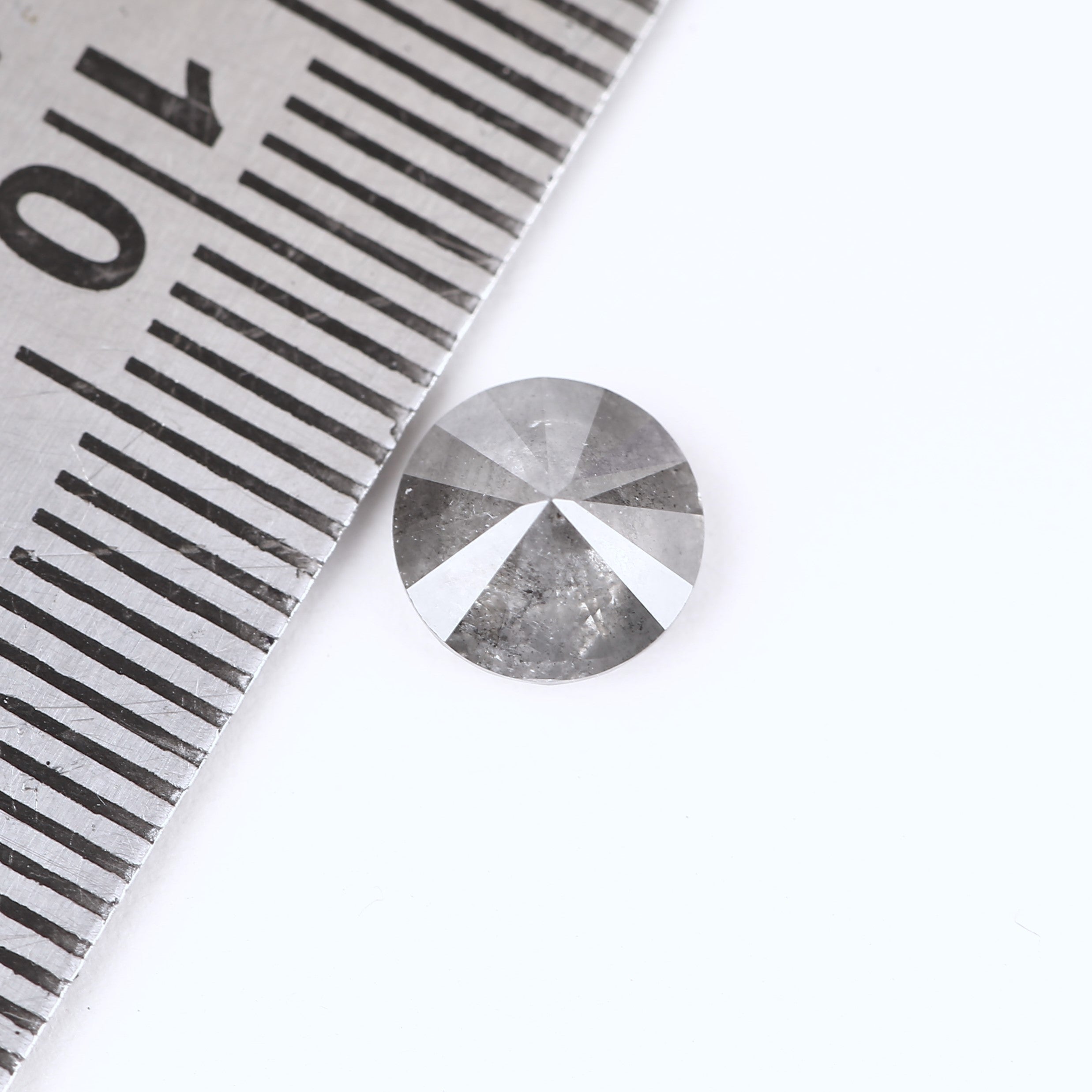 1.35 Ct Round Salt and Pepper Diamond, 6.9 MM, Featuring Beautiful Grey Hues.