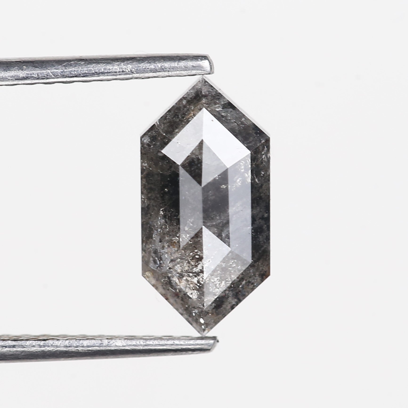 1.61 Carat Natural Salt And Pepper Hexagon Cut Gray Diamond 11.11 MM