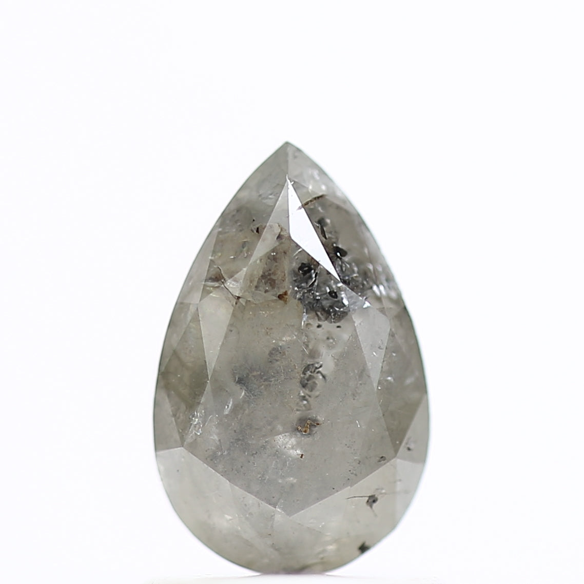 1 Carat Pear Rosecut Salt and Pepper Diamond 8 MM