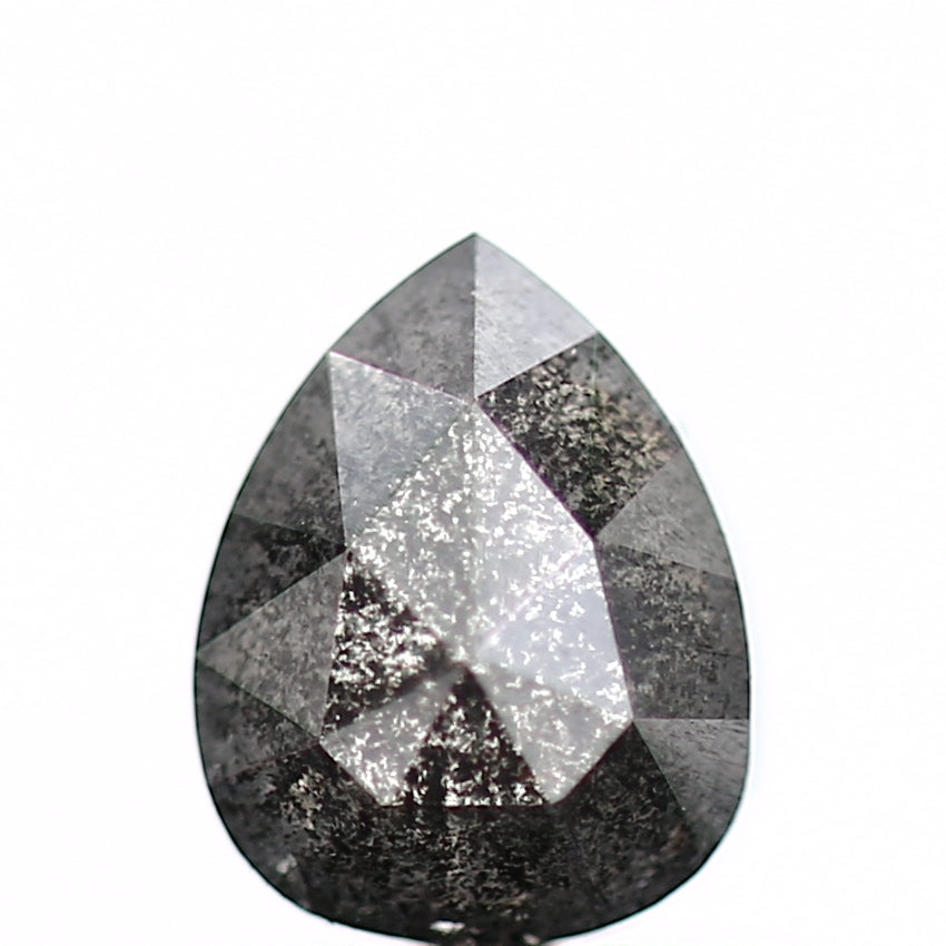 0.68 Carat Natural Pear Rose Cut Gray Salt and Pepper Diamond SDM164