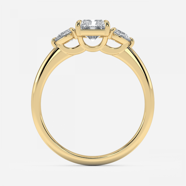Jeraldine Radiant Three Stone Engagement Ring 14K / 18K Solid Gold