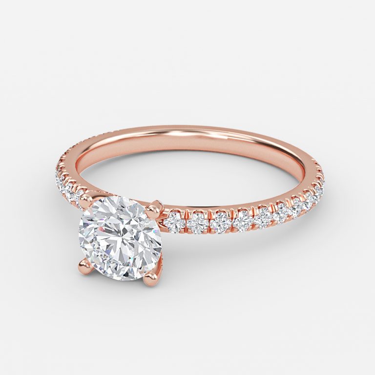 Jose Round Unique Diamond Engagement Ring 14K / 18K Solid Gold