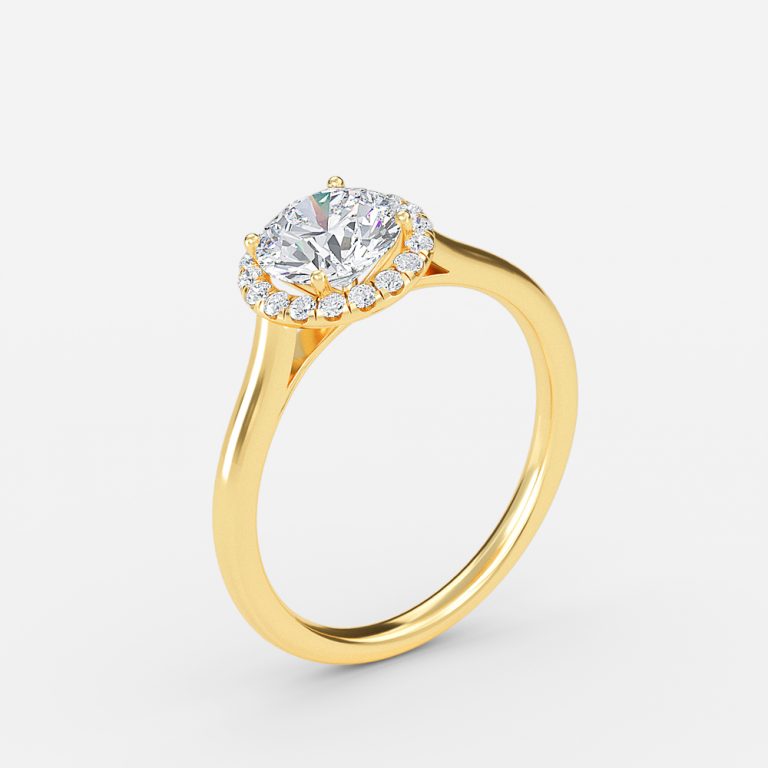 Kevi Round Halo Engagement Ring 14K / 18K Solid Gold