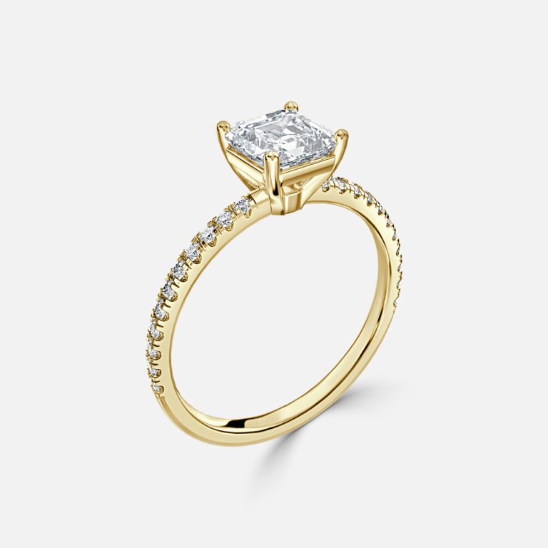 Lux Asscher Diamond Band Engagement Ring 14K / 18K Solid Gold