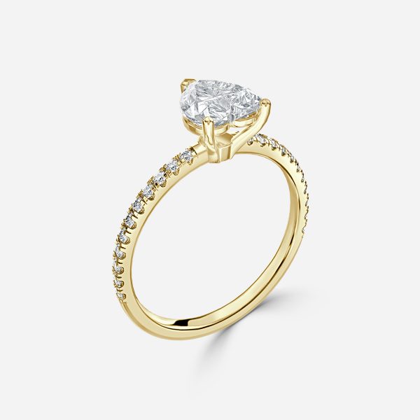 Lux Heart Diamond Band Engagement Ring 14K / 18K Solid Gold