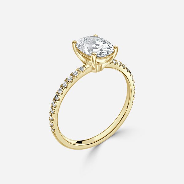 Lux Oval Diamond Band Engagement Ring 14K / 18K Solid Gold