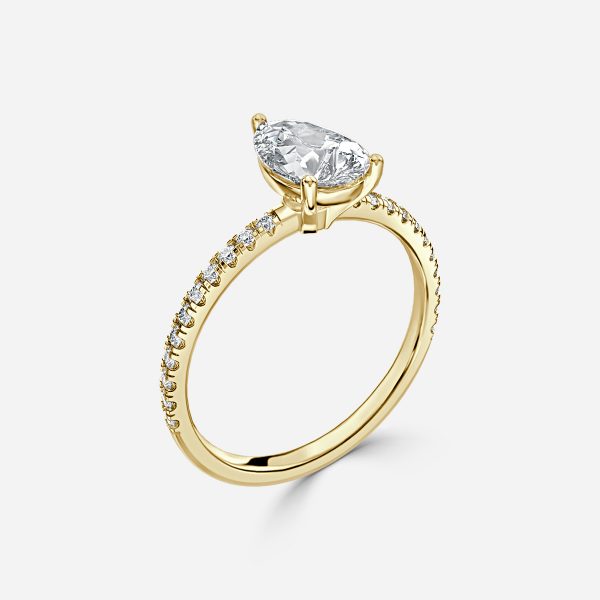 Lux Pear Diamond Band Engagement Ring 14K / 18K Solid Gold