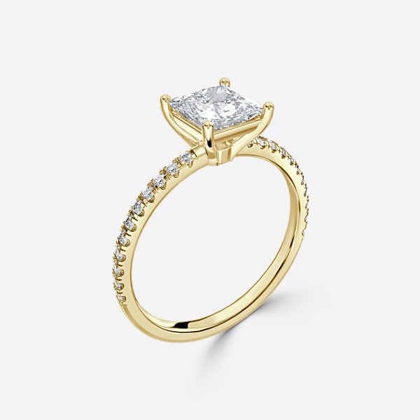 Lux Princess Diamond Band Engagement Ring 14K / 18K Solid Gold