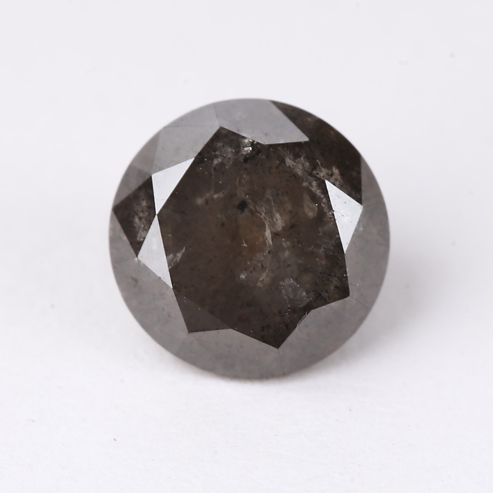 1.38ct Round Natural Smoky Salt and Pepper Diamond 6.7 MM