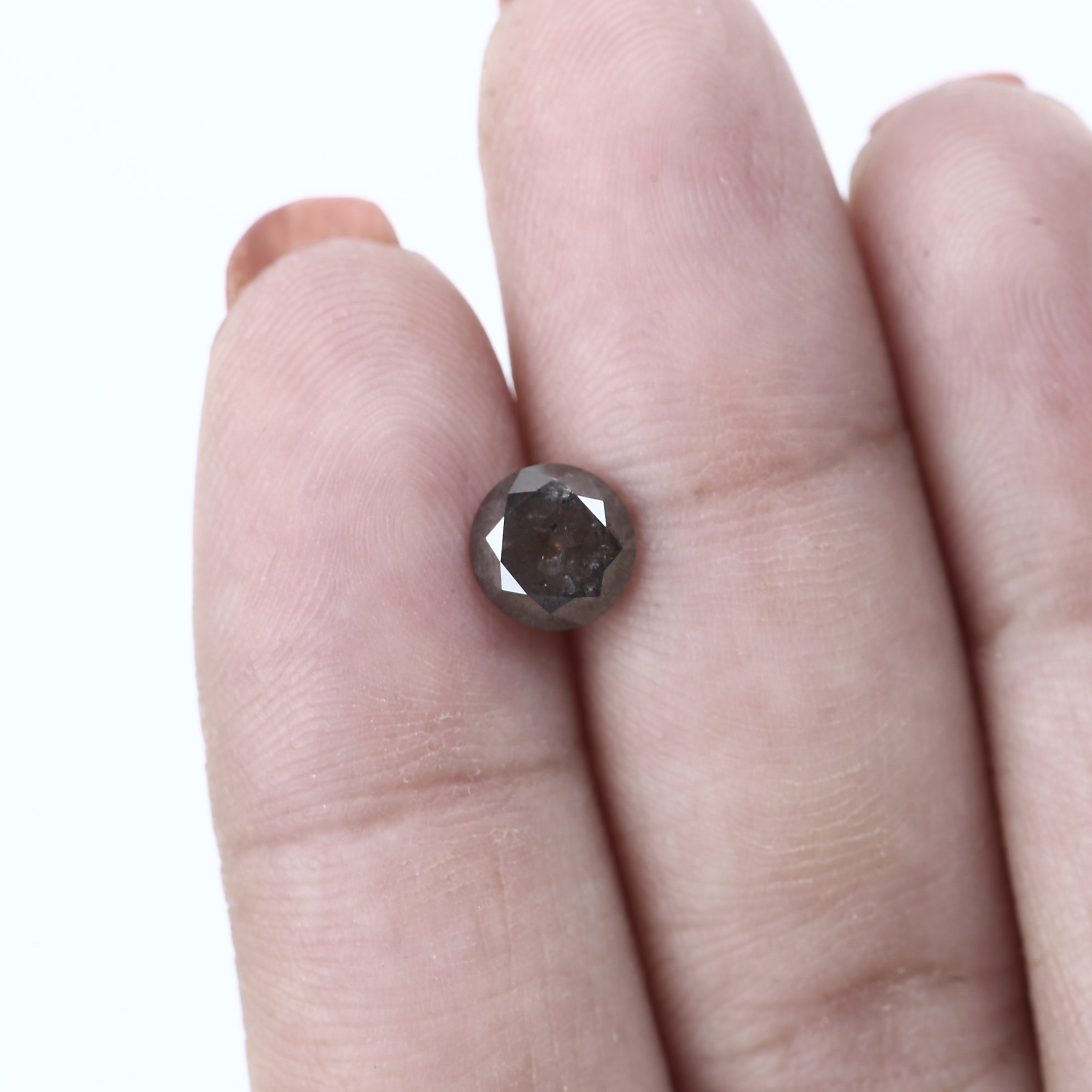 1.38ct Round Natural Smoky Salt and Pepper Diamond 6.7 MM