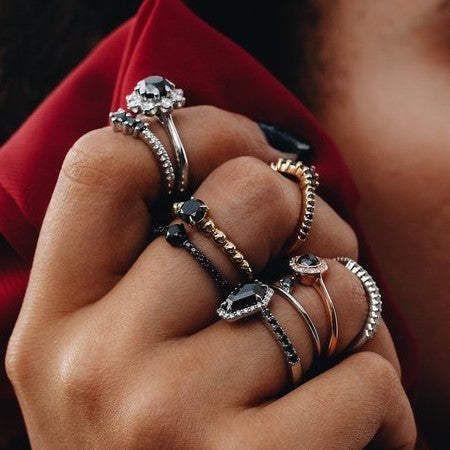 Lotus Pave Black Diamond Ring 14k Yellow Gold - Blackdiamond