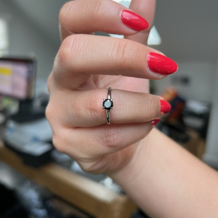 2 Carat 14K Rose Gold Solitaire Round Cut Black Diamond Engagement Ring Perfect Gift For Her - Blackdiamond