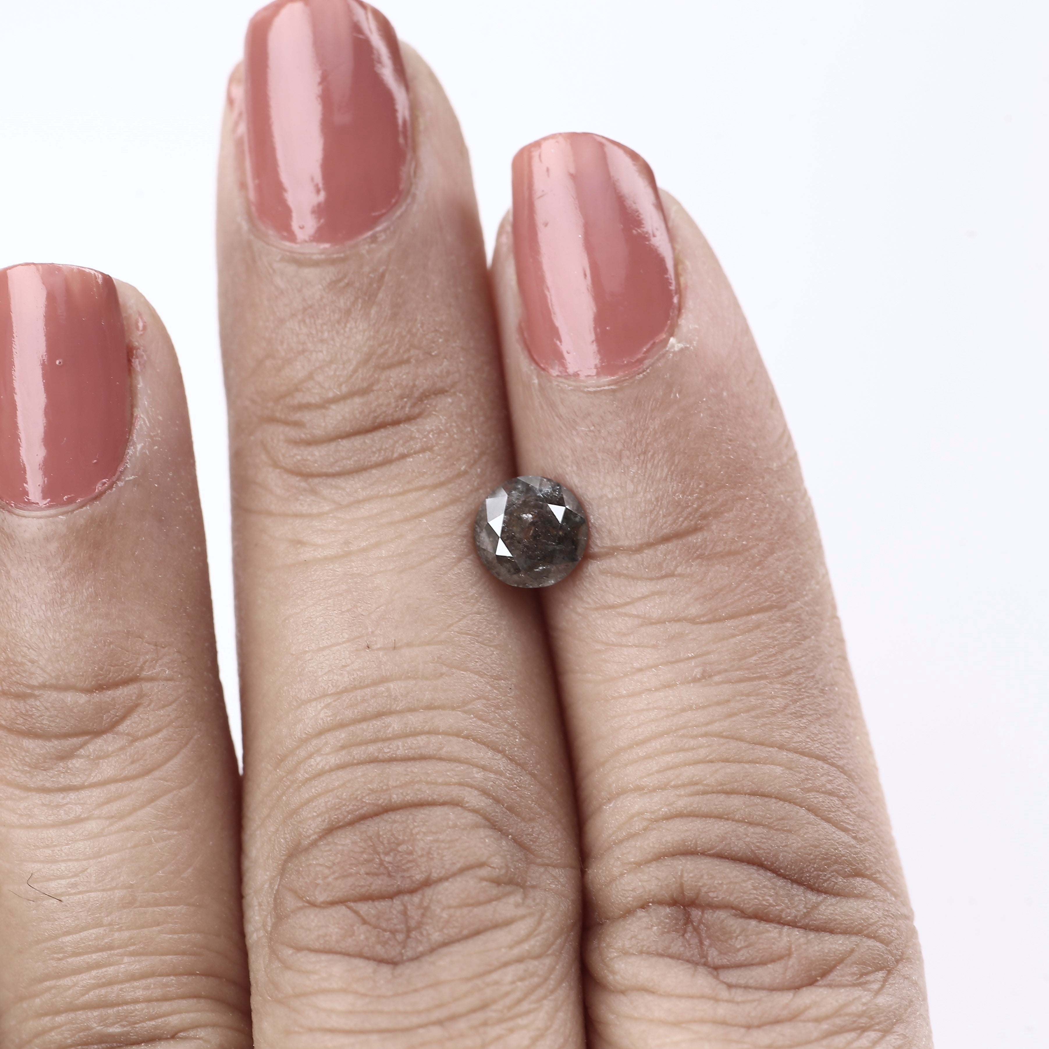 0.88 Ct Natural Salt and Pepper Brown Grey Diamond 6 MM Ideal for Custom Jewelry