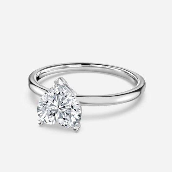 Deltic Heart Solitaire Engagement Ring 14K / 18K Solid Gold