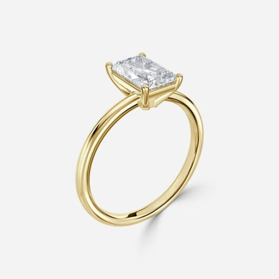 Deltic Radiant Solitaire Engagement Ring 14K / 18K Solid Gold