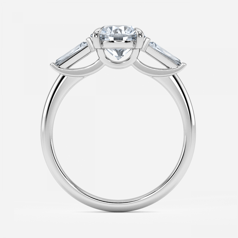 Jeraldine Round Three Stone Engagement Ring 14K / 18K Solid Gold