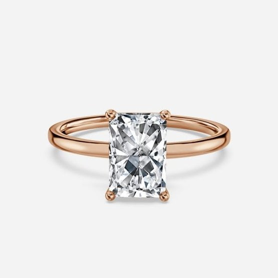 Deltic Radiant Solitaire Engagement Ring 14K / 18K Solid Gold