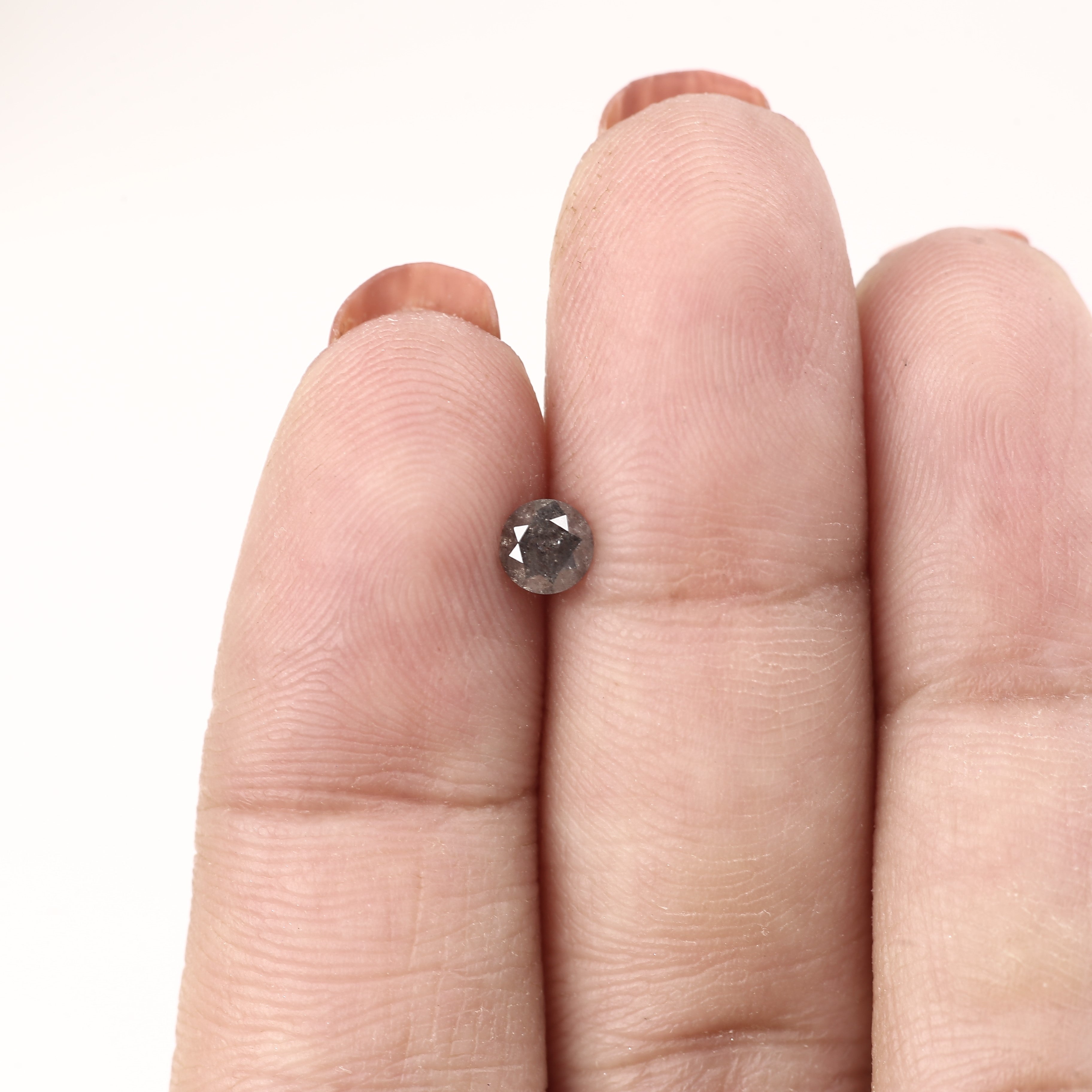 bezel engagement ring Round Loose Salt and Pepper Diamond 4.3 MM