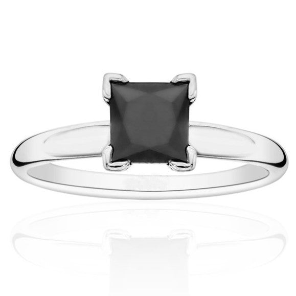 2 Carat Black Diamond Solitaire Ring 14K Rose Gold Solitaire Princess Cut Black Diamond Engagement Ring Perfect Gift For Her - Blackdiamond