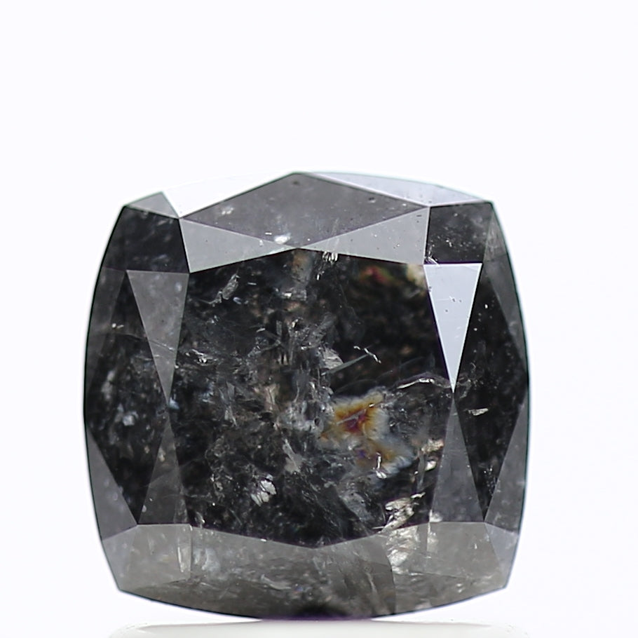 1.19 Ct Cushion Salt Pepper Diamond For Black Diamond Wedding Rings