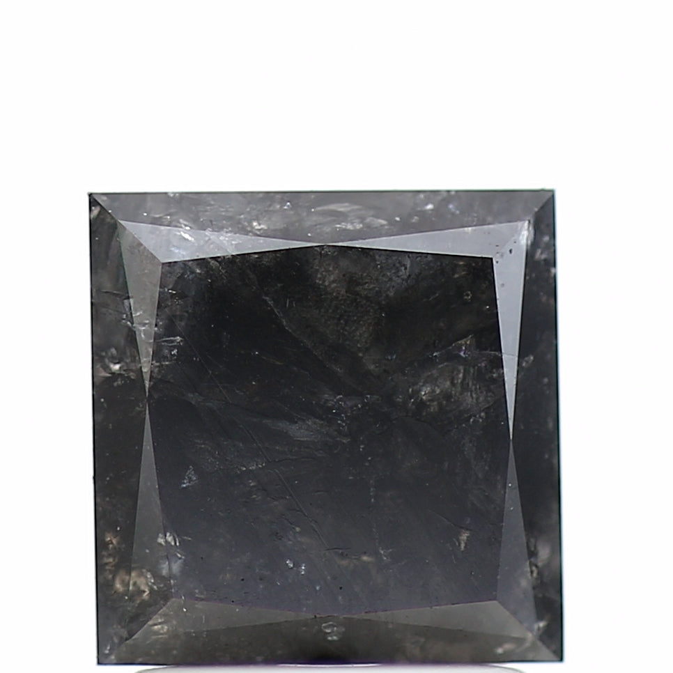 1.5 Ct Black Diamond Natural Princess Cut Loose Stone 6.47 MM