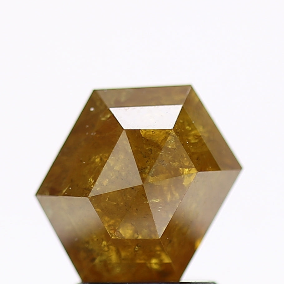 1.87 Carat Natural Yellow Hexagon Salt and Pepper Diamond 8.75 MM
