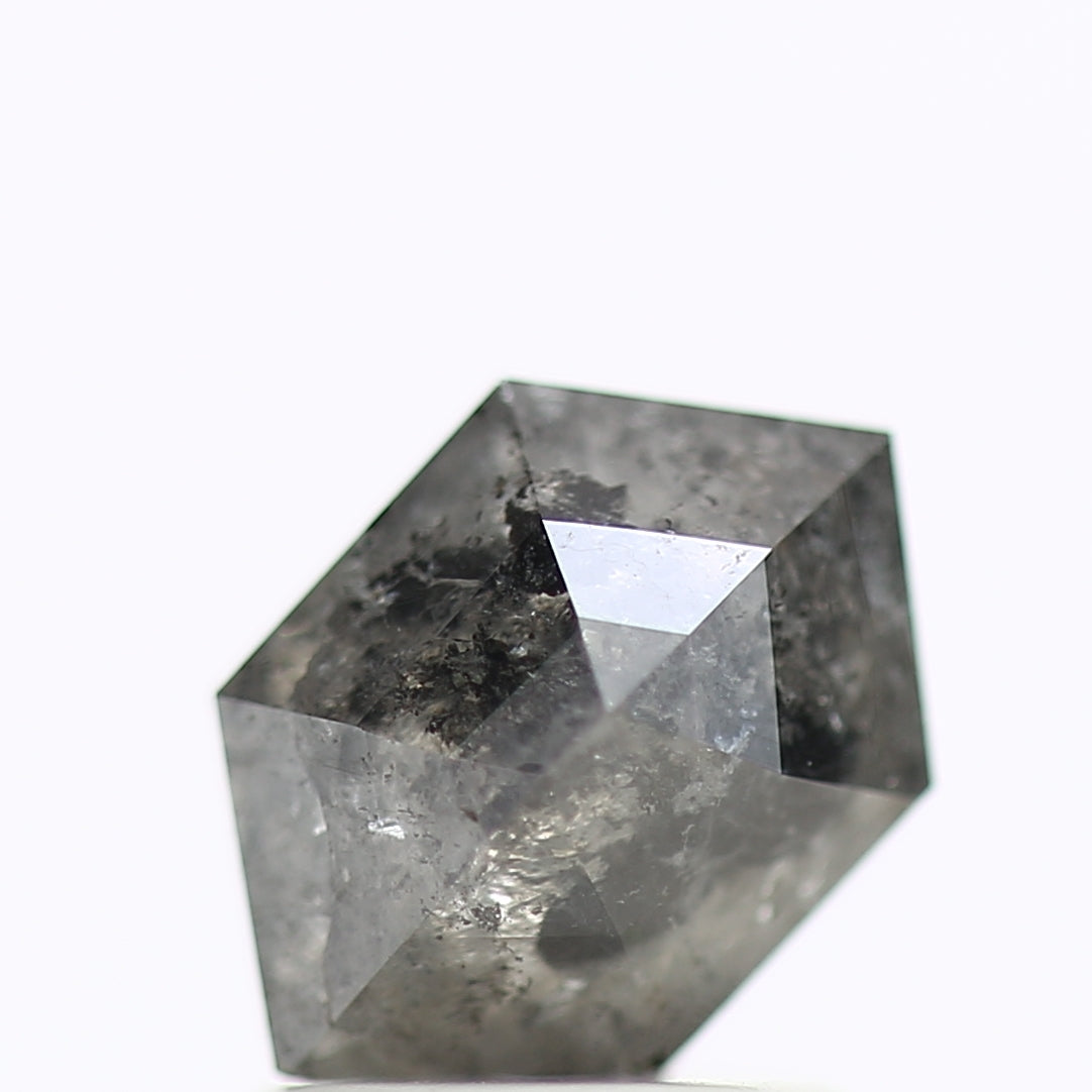 1.54 Carat Grey Hexagon Salt and Pepper Diamond 8.41 MM