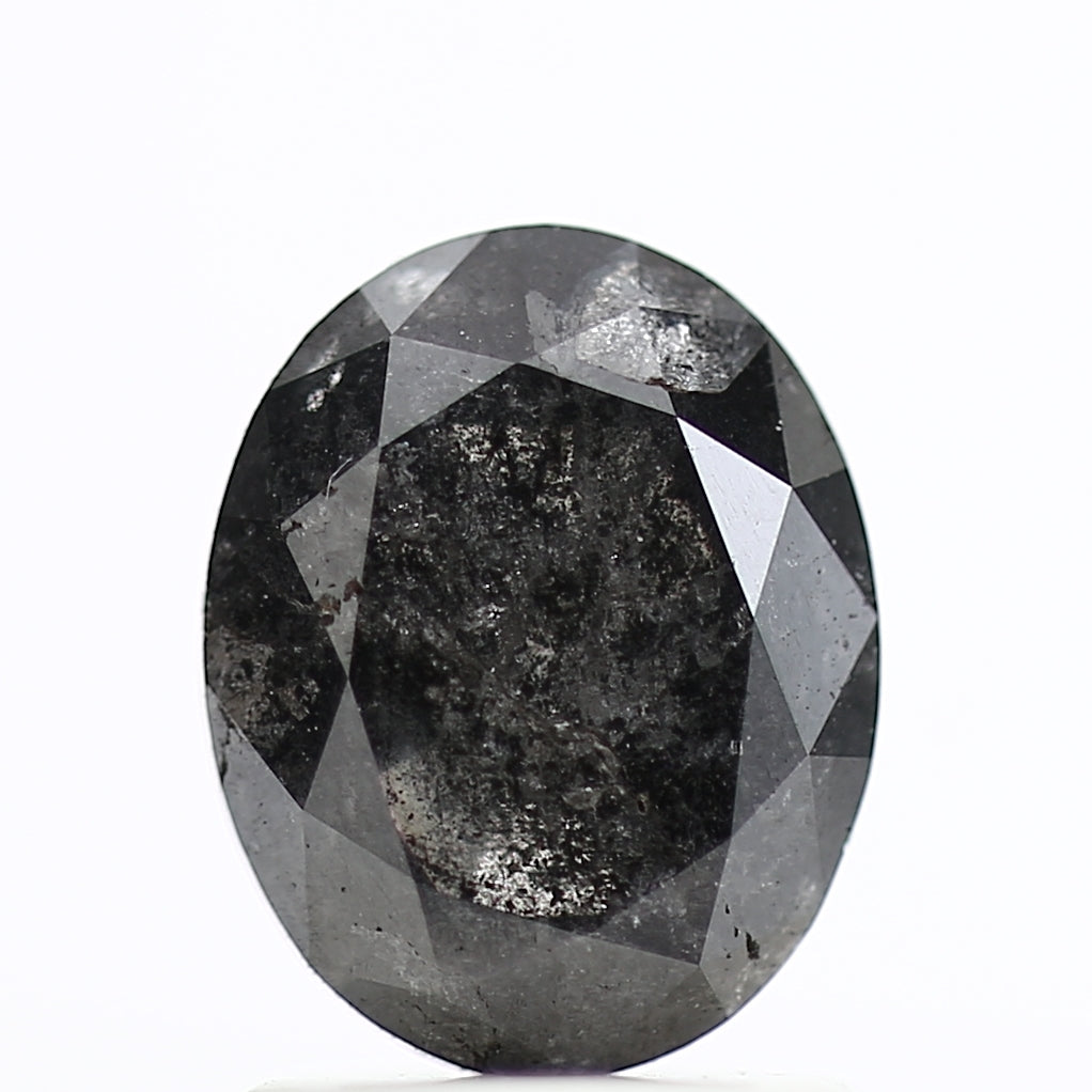 1.17 Carat Rose Cut Salt and Pepper Diamond Oval Fancy Gray Diamond 7.67 MM