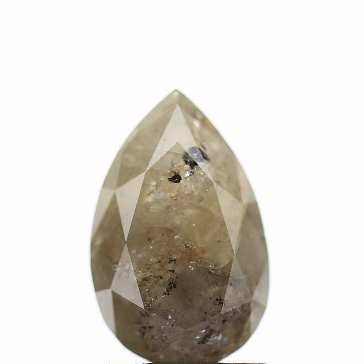 1.54 Carat Fancy Gray Pear Salt and Pepper Diamond 9.06 MM