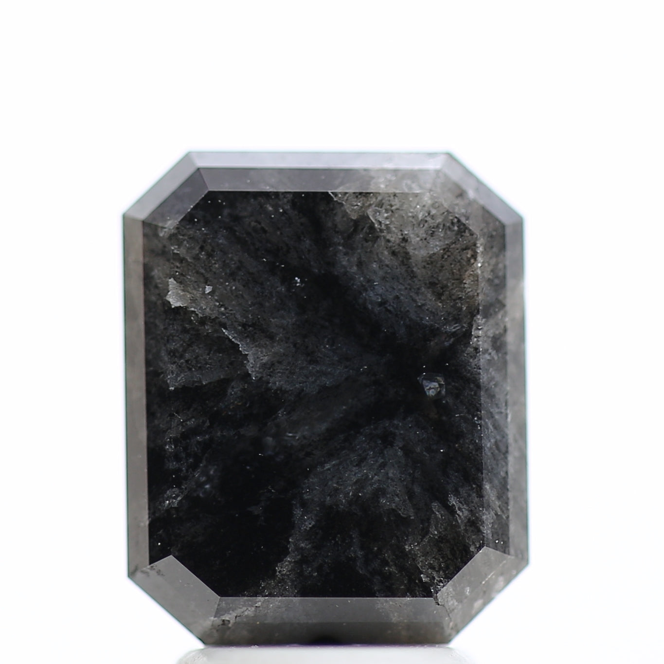 4 Carat Natural Emerald Cut Black Salt And Pepper Diamond 9.74 MM