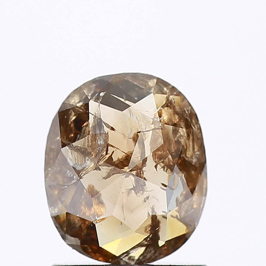0.63 Carat Fancy Champagne Rose Cut Oval Diamond 6.70 MM