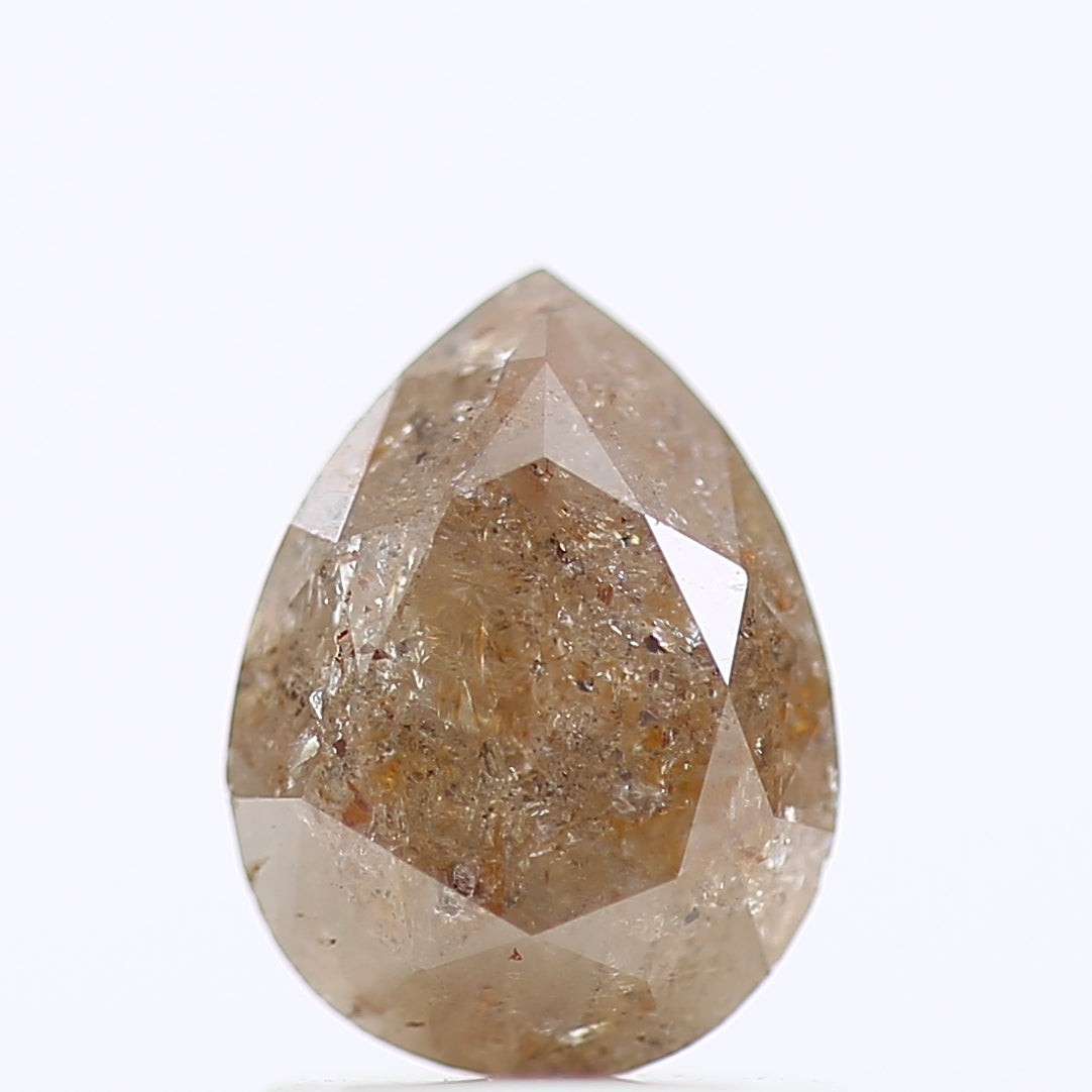 1 Carat Pear Cut Salt And Pepper Diamond Orange Brown 7.77 MM