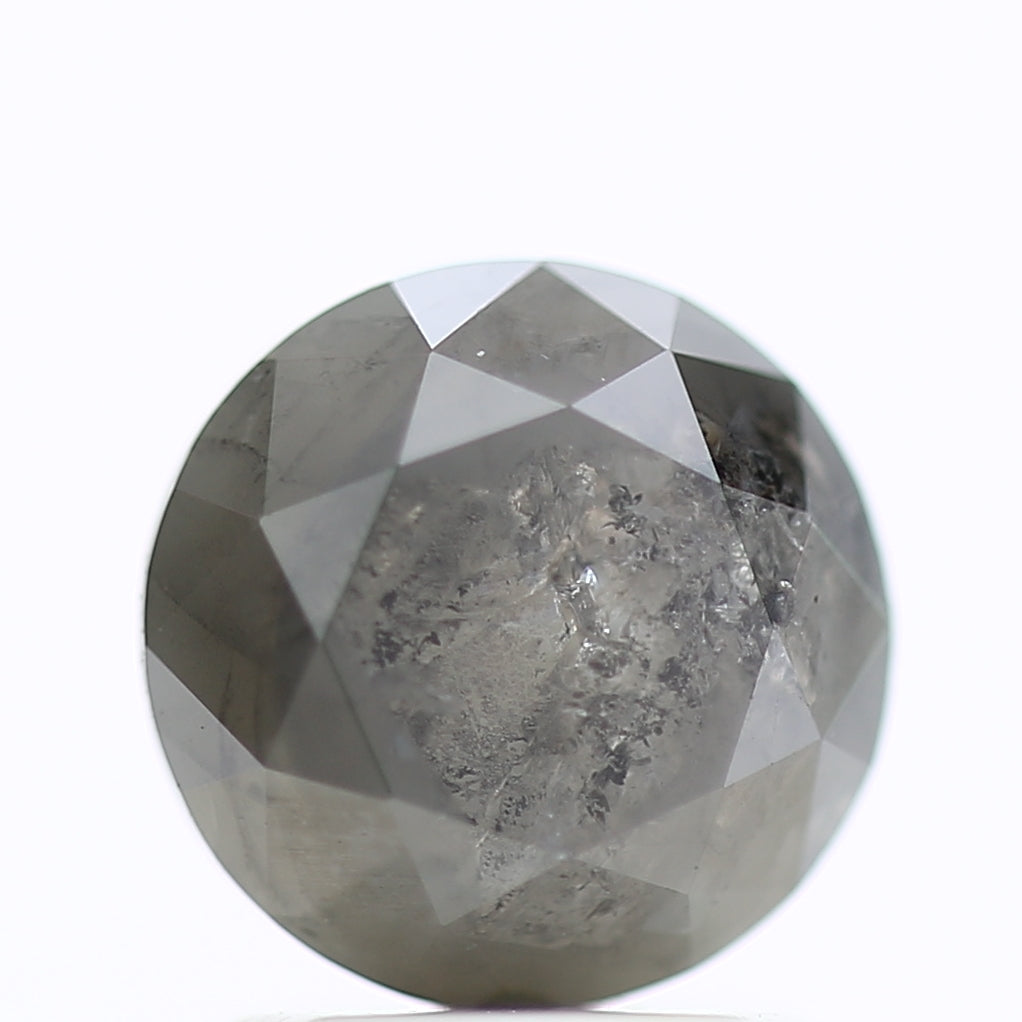 1.95 Carat Natural Round Salt Pepper For Fancy Grey Diamond Ring