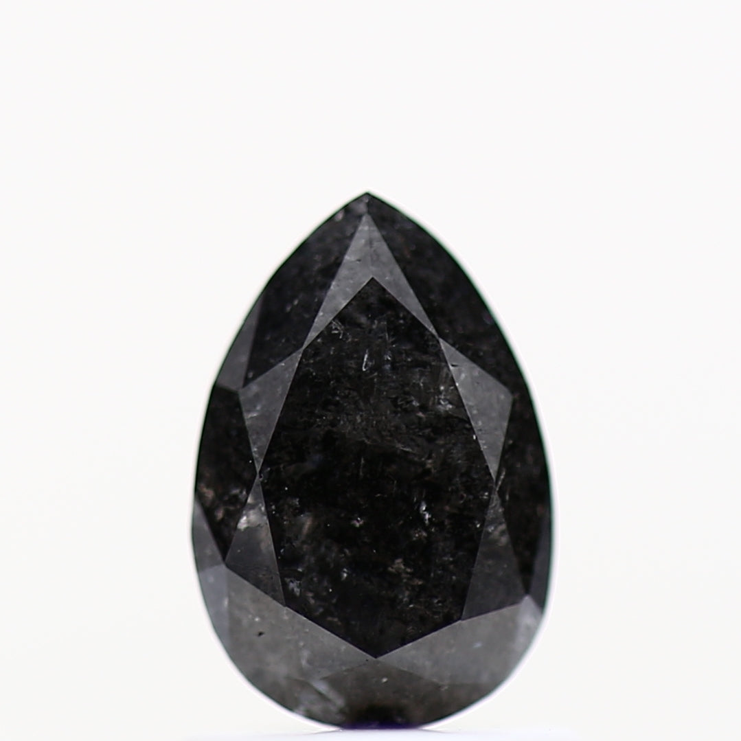 0.90 Carat Fancy Black Natural Diamond Ring Pear Ring 7.53 MM