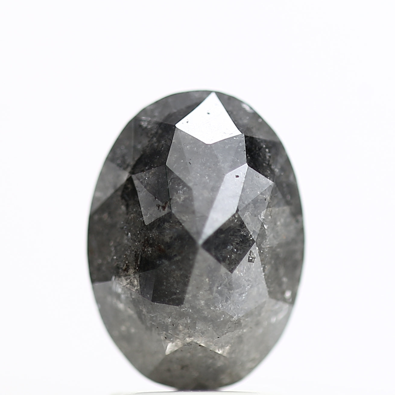 2.21 Carat Fancy Grey Salt and Pepper Oval Diamond 9.54 MM