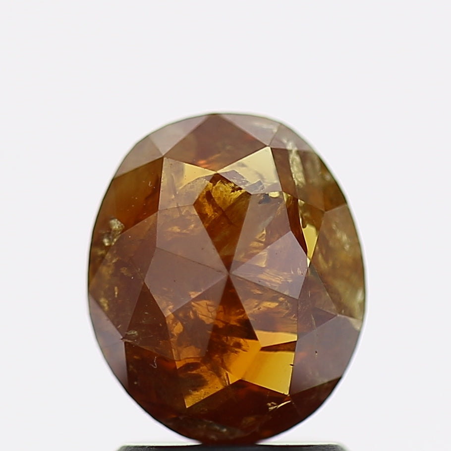1.72 Carat Natural Cognac Brown Oval Salt and Pepper Diamond 8.2 MM