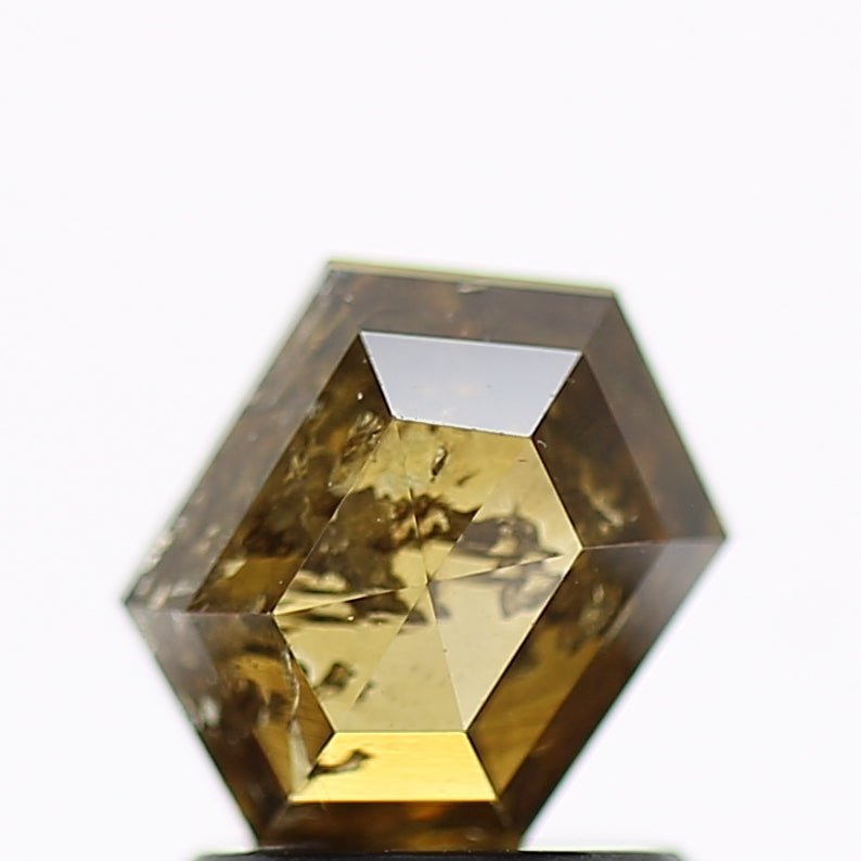 1.12 Carat Fancy Deep Brown Hexagon Salt and Pepper Diamond 7.5 MM