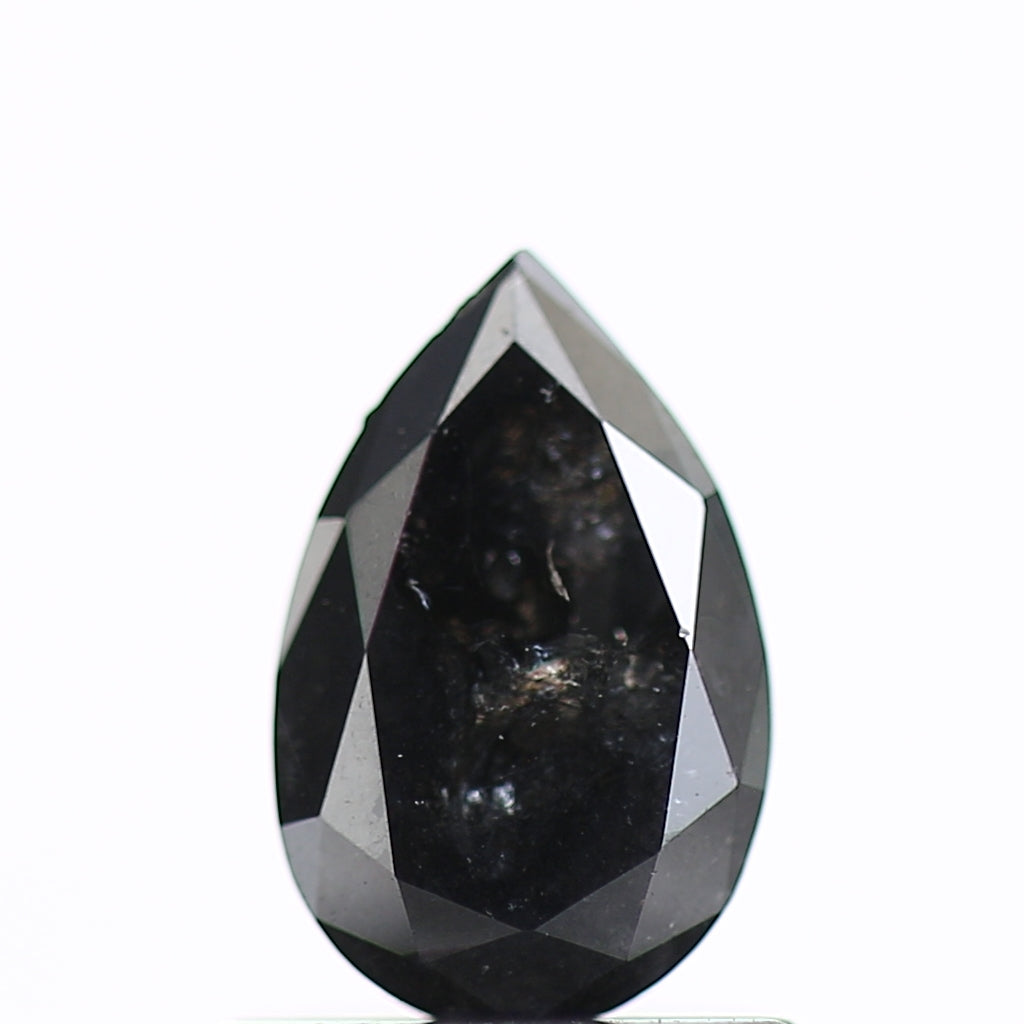0.64 Carat Fancy Black Pear Salt and Pepper Diamond 7.45 MM