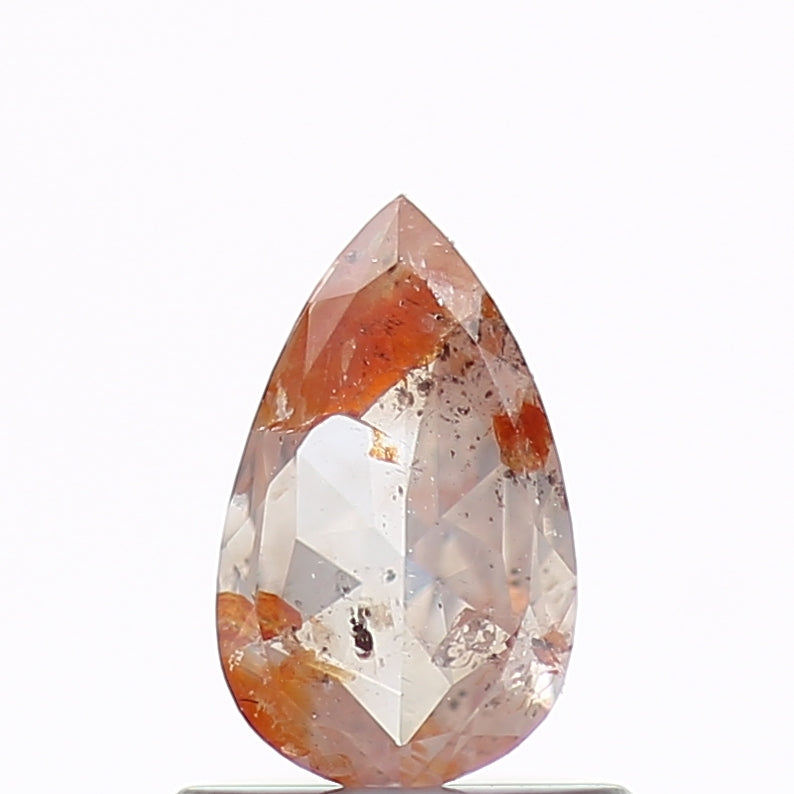 0.56 Carat Natural Peach Orange Pear Salt and Pepper Diamond 7.28 MM