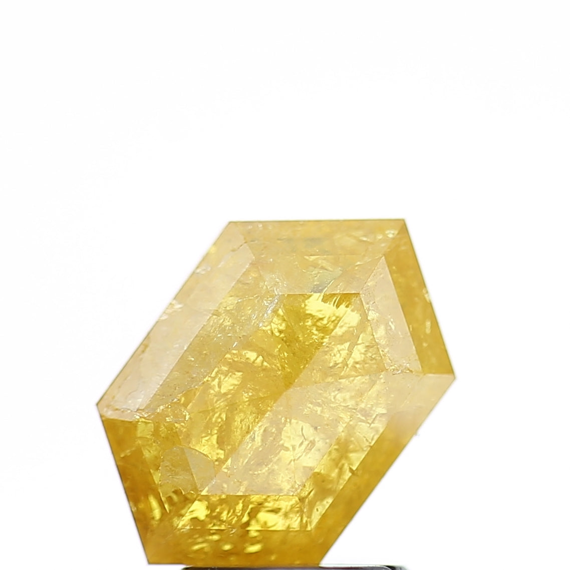 2 Carat Hexagon Salt and Pepper Diamond Elongated Fancy Yellow 10.50 MM