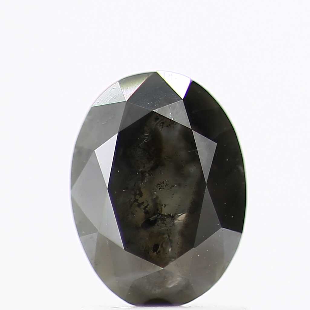 1.15 Carat Dark Gray Oval Shape Salt and Pepper Diamond 7.30 MM