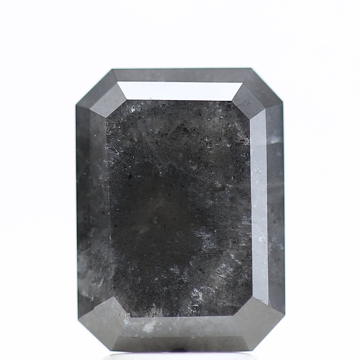 4.45 Carat Natural Fancy Gray Emerald Salt and Pepper Diamond 10.70 MM