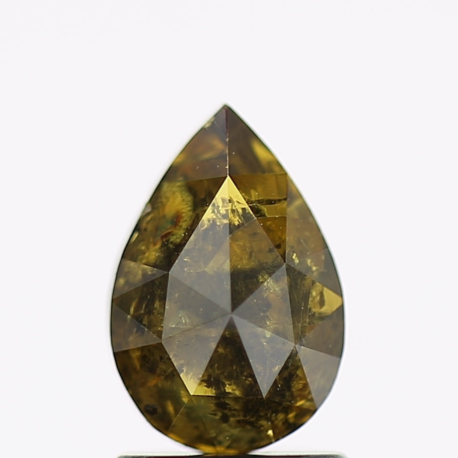1.29 Carat Natural Pear Salt and Pepper Diamond Fancy Deep Yellow 8.5 MM