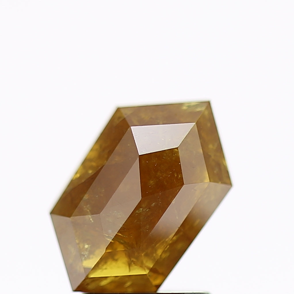 1.91 Carat Elongated Hexagon Salt and Pepper Diamond Yellow 10 MM