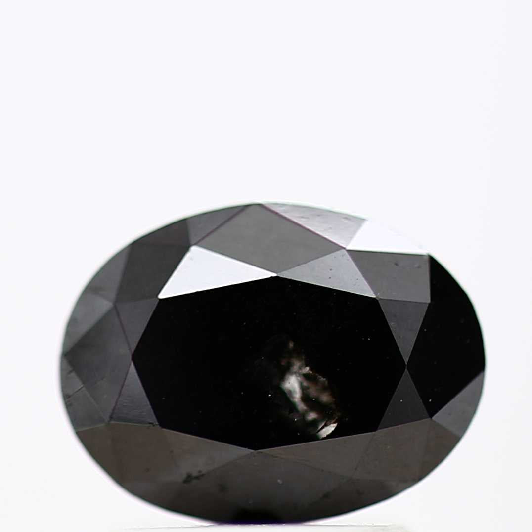 1.45 Carat Fancy Black Oval Shape Salt and Pepper Diamond 8.10 MM