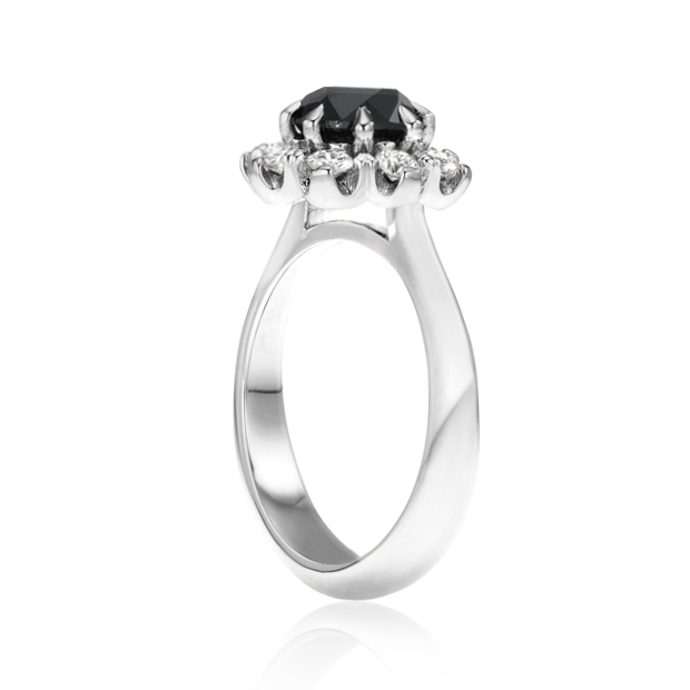 The Bloom Black and White Diamond Engagement Ring Gift For Her - Blackdiamond