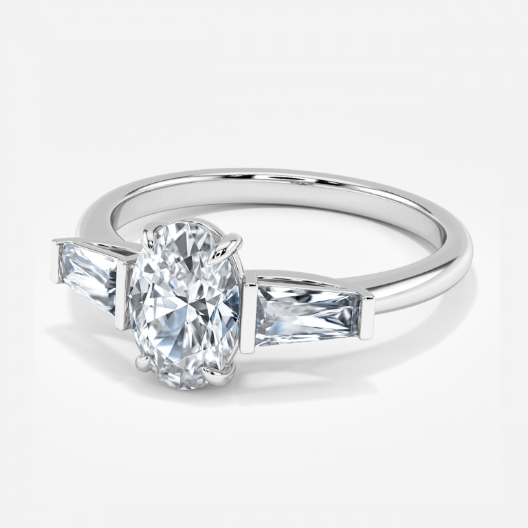 Jeraldine Oval Three Stone Engagement Ring 14K / 18K Solid Gold