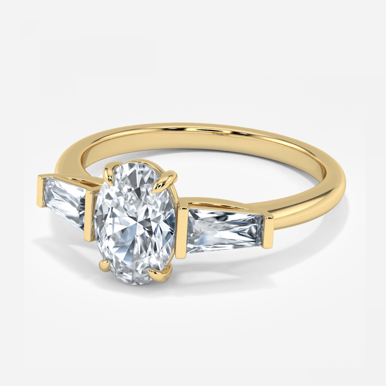 Jeraldine Oval Three Stone Engagement Ring 14K / 18K Solid Gold