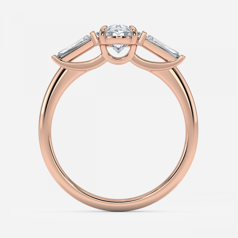 Jeraldine Oval Three Stone Engagement Ring 14K / 18K Solid Gold