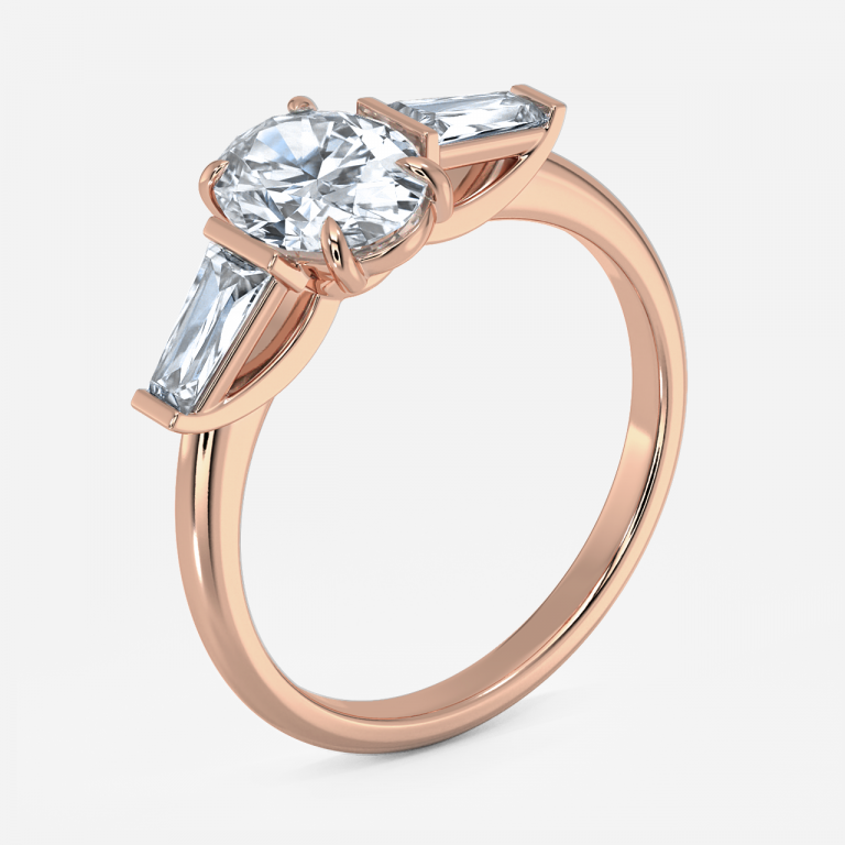 Jeraldine Oval Three Stone Engagement Ring 14K / 18K Solid Gold